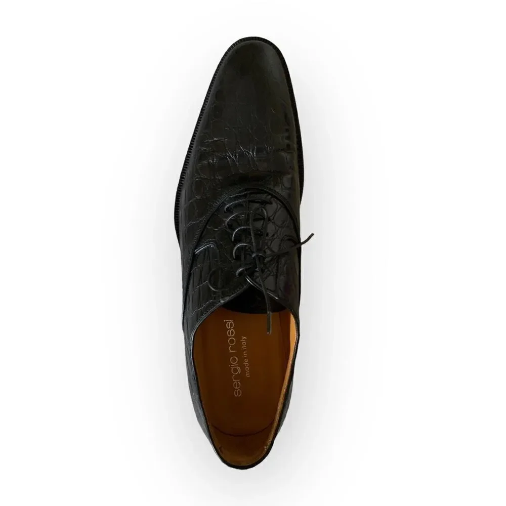 Sergio Rossi, Oxford Crocodile Shoes, Black